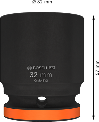 Bosch PRO Impact Socket 3/4 inci 32 mm untuk pengencangan tugas berat.